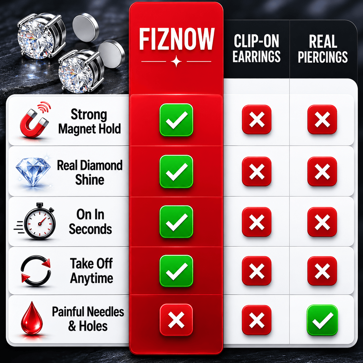 FizNow™ Magnetic Stud Earrings